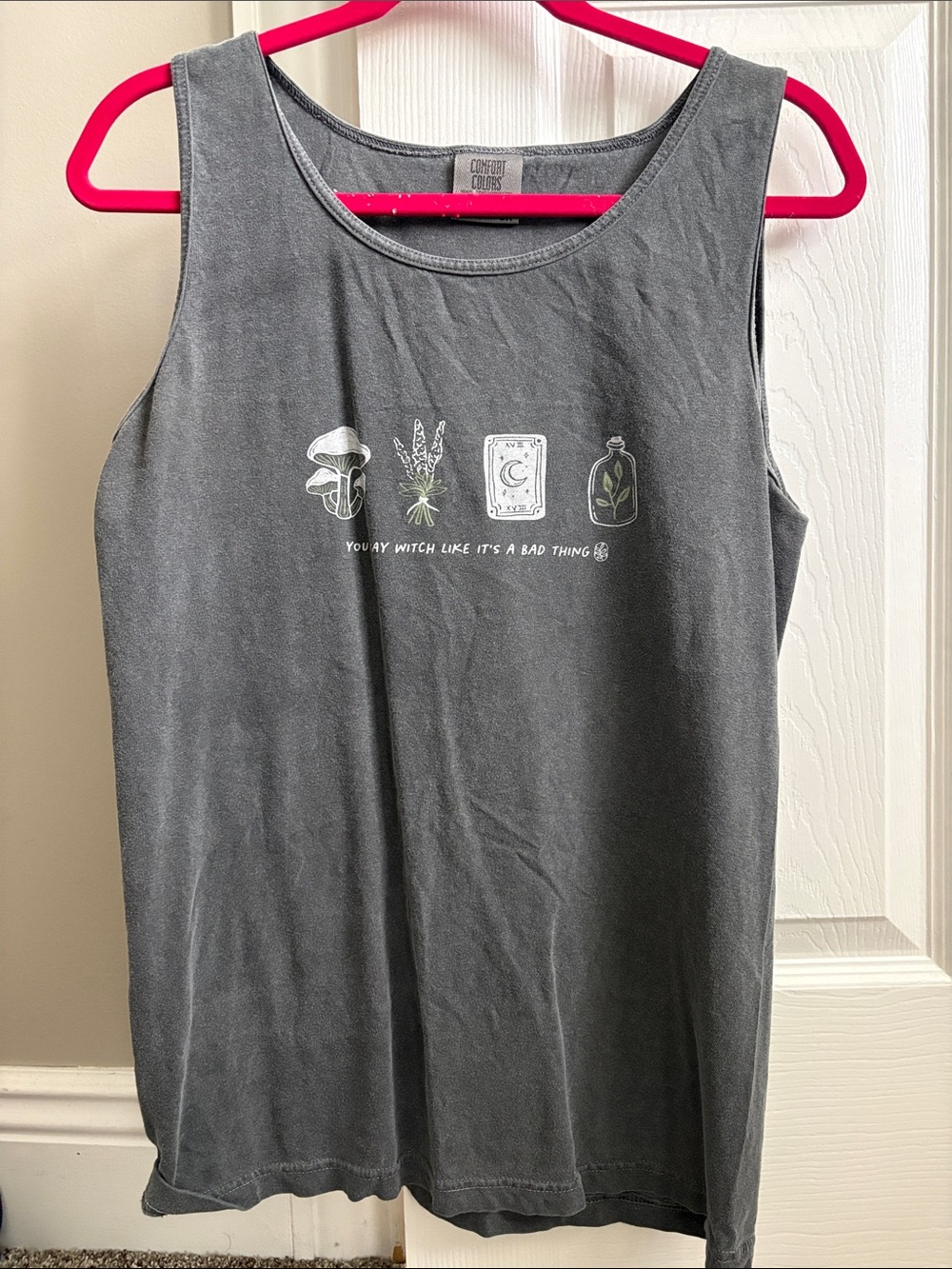 Comfort Colors Girls' Witchcraft Graphic Tank Top - Charcoal Gray